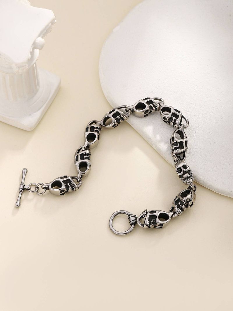 Style rétro européen et américain, style punk gothique, acier titane, tête de mort, style python, pour homme_voghion.com