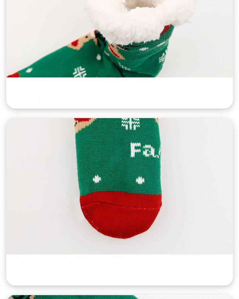 Kuschelige Weihnachtshaussocken für Damen - Warme, fleecegefütterte, rutschfeste Winterhaussocken mit weihnachtlichen Motiven (Einheitsgröße 36-42)_voghion.com