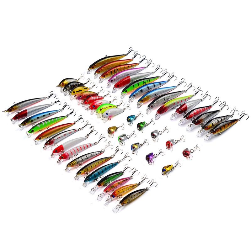 Fishing Lures 48 Lure Baits Set, Free Mixed Soft Bait And Hard Bait, Suitable For Bass DWS480_voghion.com