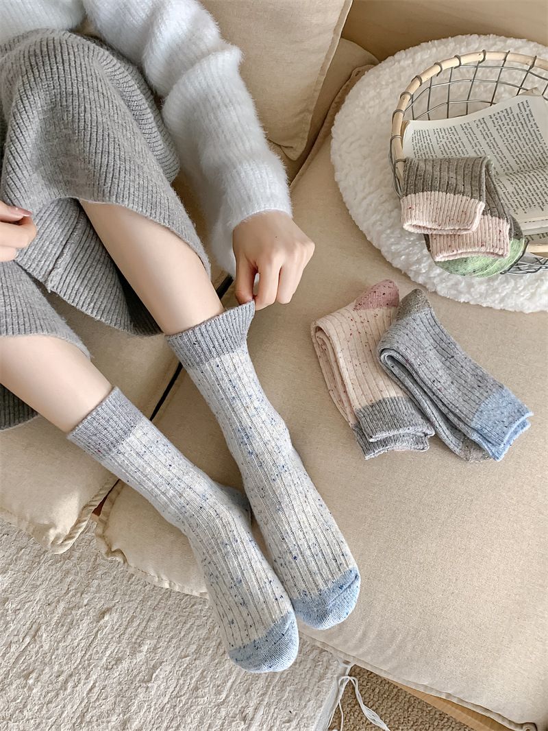 Podzimní a zimní silné ponožky pro ženy, nápady na sladění barev, příze, kašmír, zesílené teplé vlněné ponožky střední délky, stohovací ponožky_voghion.com