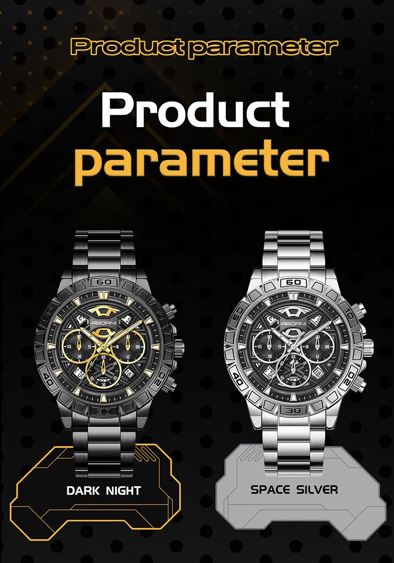 Men's Stainless Steel Chronograph Quartz Watch With Date Display, Luminous Hands, And 30M Water Resistance Fashionable Multi Function Chronograph_voghion.com