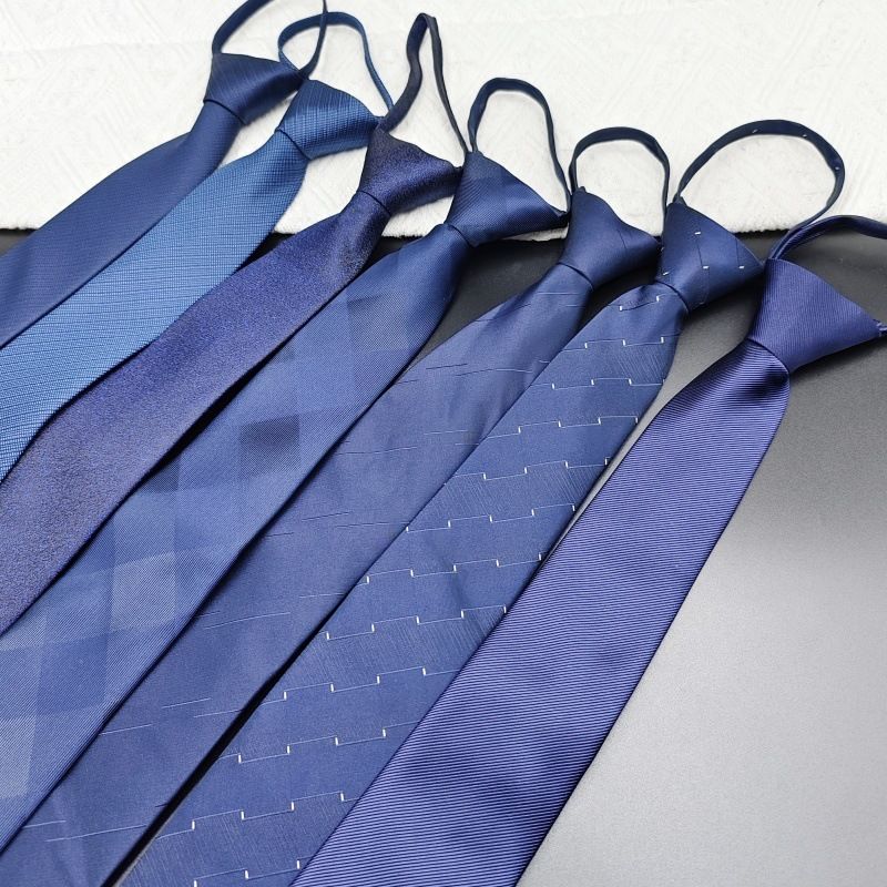 Cravatta da lavoro blu navy senza nodo con cerniera per uomo, 8 cm, da donna, per matrimoni formali, esibizioni corali_voghion.com