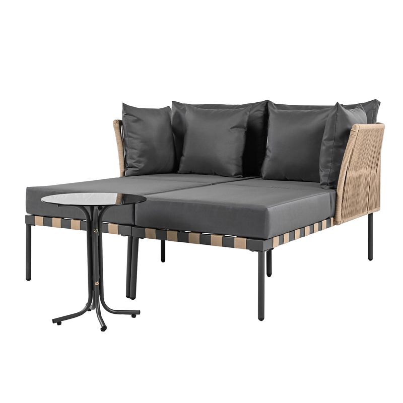 Set divano da giardino, poltrona componibile con divano e 4 bacinelle lavabili, grigio_voghion.com