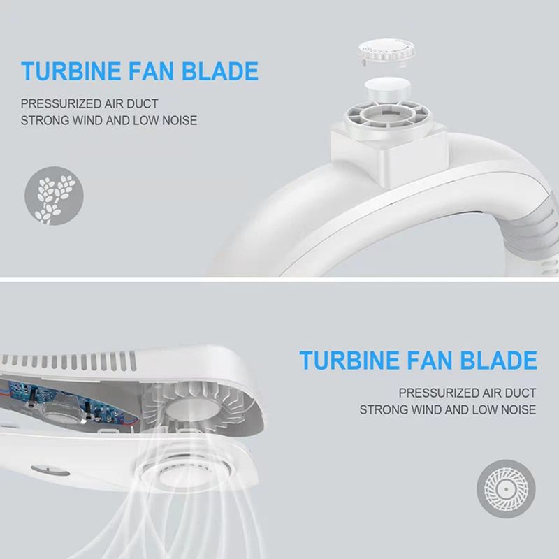 Ventilatore portatile USB per aromaterapia, senza foglie, con raffreddamento, appeso al collo (bianco)_voghion.com