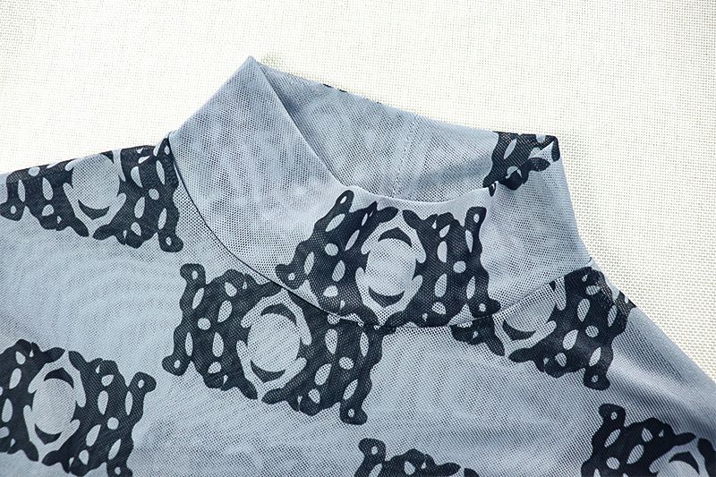 Women's Clothing Fashion Splicing Women's Clothing Pleated Slim Hip Skirt Slightly Transparent Stand Collar Long Sleeve Fake Two Piece Long Dress_voghion.com