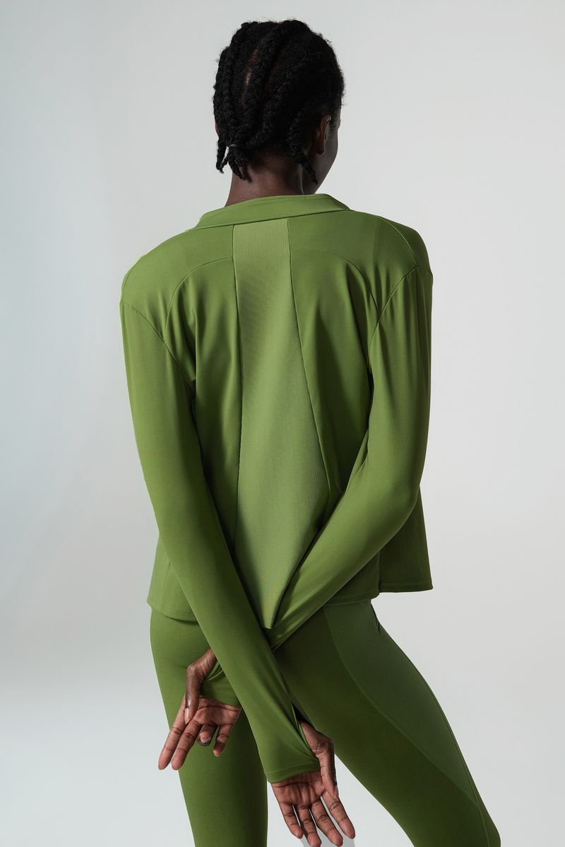 New2024 high-end Sexy Yoga top, women's oversized elastic and fitness suit jacket, stand up collar zipper, long sleeved sports top _voghion.com