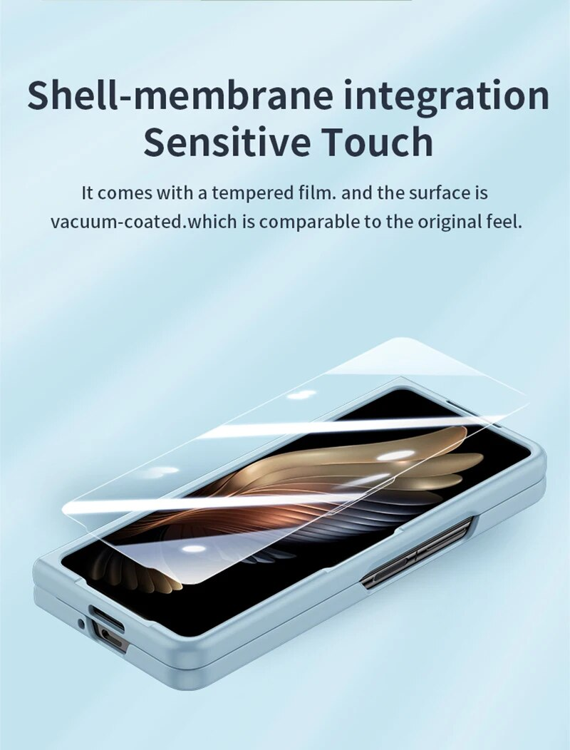 Custodia per telefono con cinturino da polso in pelle PU per Samsung Galaxy Z Fold 5 5G con copertura in plastica di protezione in vetro dello schermo frontale_voghion.com