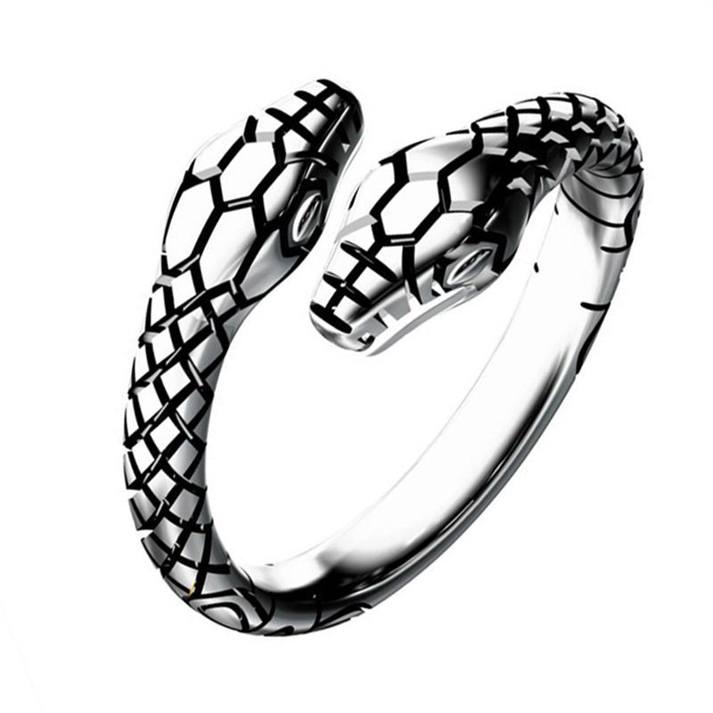 Double headed snake men's and women's vintage trendsetter, personalized forest style food ring, hand jewelry_voghion.com