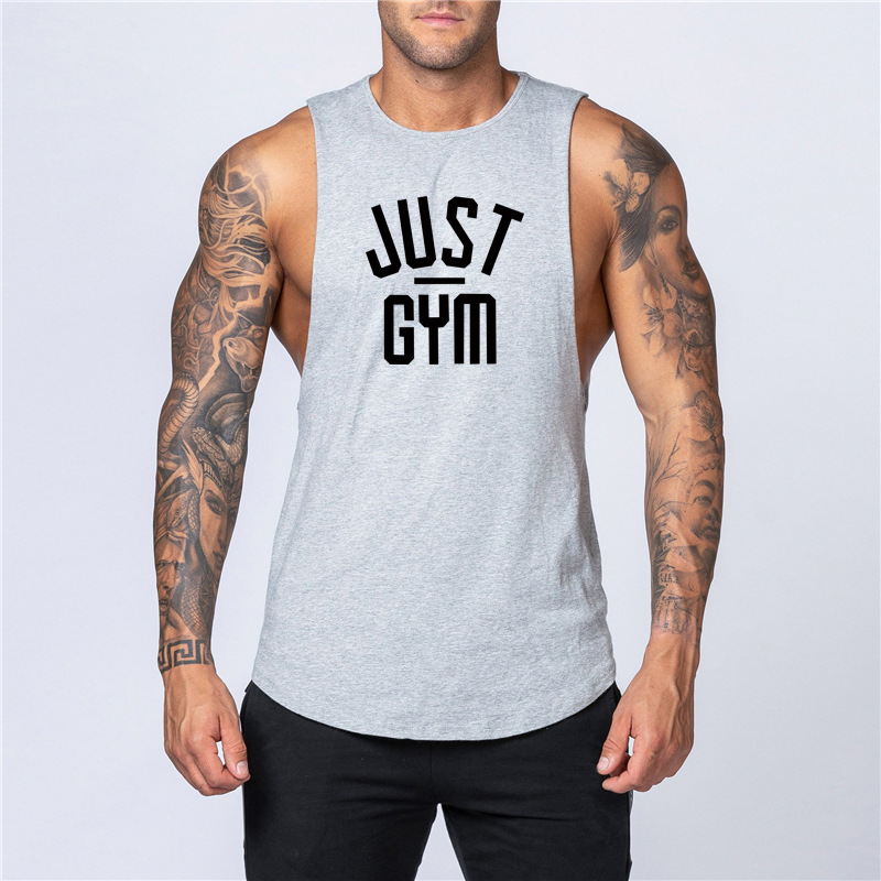 New Summer Loose Sweetheart Tank Top Men's Gym Men Letter Printing Fitness Sleeveless Tank Top Cotton_voghion.com