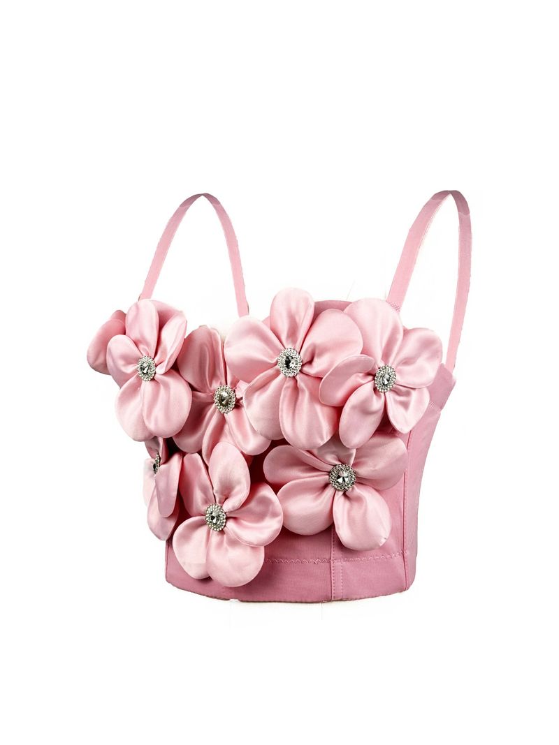 Women's Clothing White Three Dimensional Flower Sexy Bra Fishbone Bra With Coasters High End Outer Wear Body Shaping Camisole_voghion.com