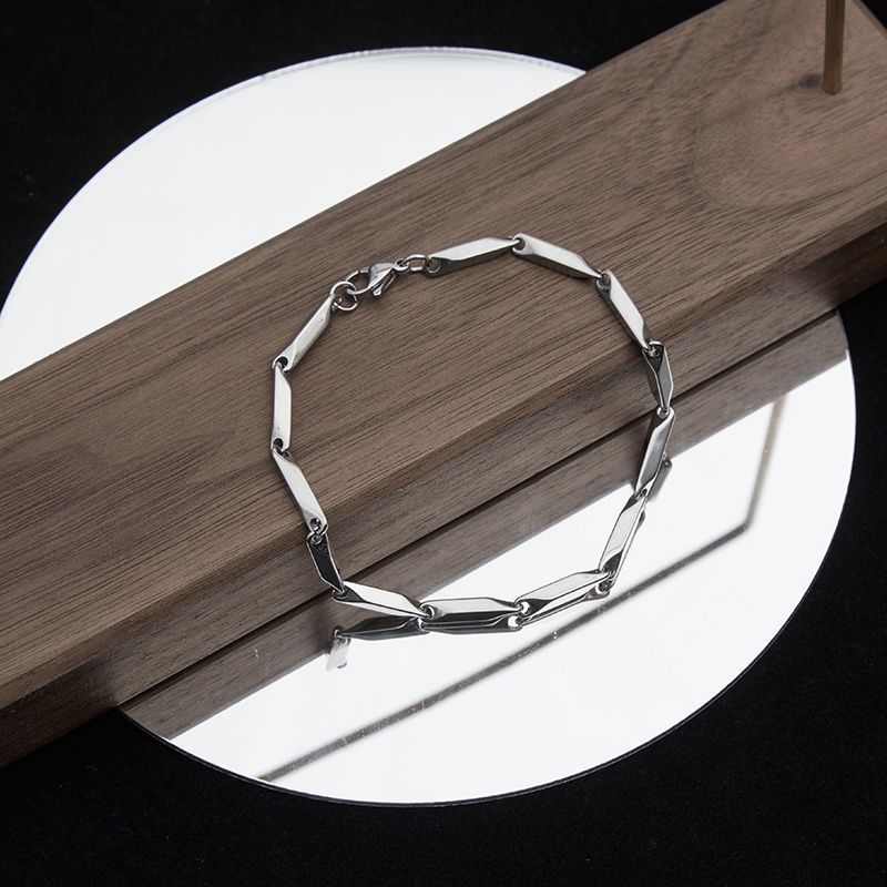 Bracciale in titanio anti-scolorimento per uomo, stile hip-hop, a forma di diamante, con catena cubana semplice in acciaio inossidabile_voghion.com