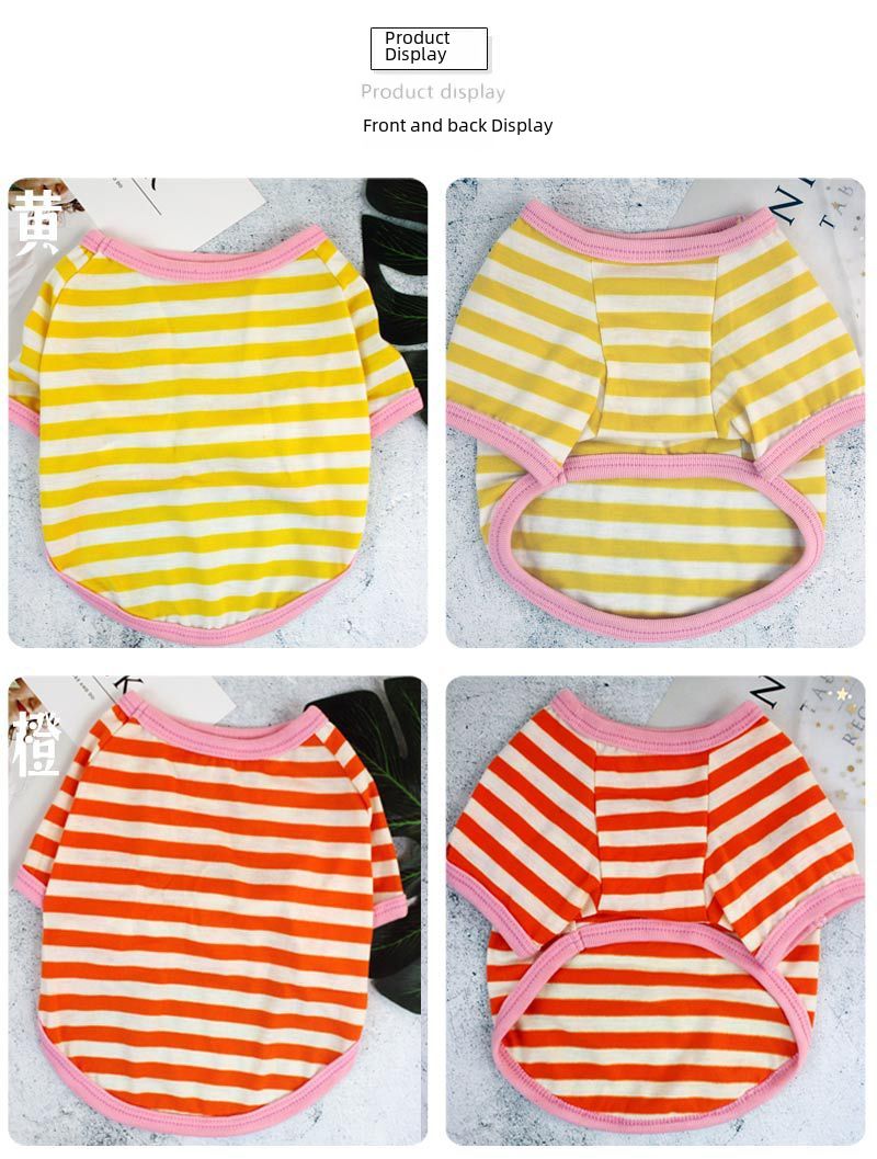 Nuovi vestiti estivi per cani, abbigliamento per animali domestici, maglietta a righe con scollo rotondo, taglia media e piccola, Bomei Teddy, primavera ed estate, sottile_voghion.com