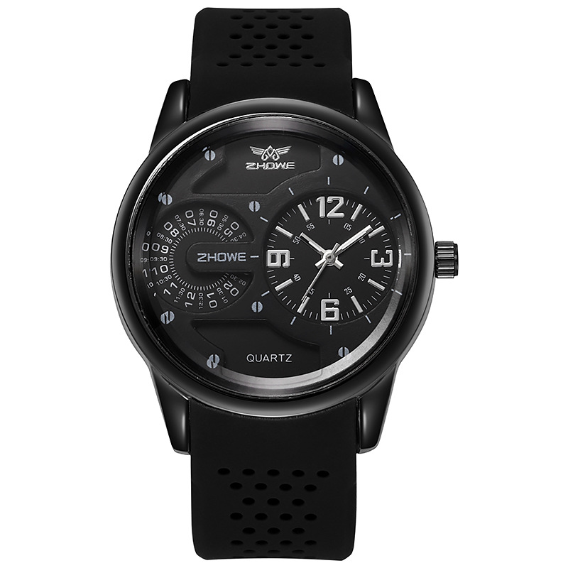 Nuovo orologio sportivo da uomo al quarzo con cinturino in silicone con decorazione personalizzata a doppio quadrante per orologi di tendenza per studenti_voghion.com