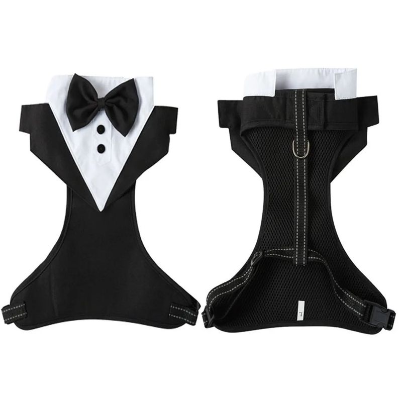 Costume da smoking per cani, camicia formale, abito da cerimonia per cani, giacca nera, abito da cucciolo, principe, abito con papillon, gilet per cani di piccola taglia e gatto._voghion.com