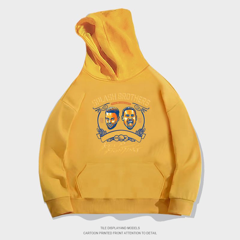 Y Curry Printed Round Neck Pullover Hoodie With Hip-Hop Style Trend Loose Basketball Casual Graffiti Warrior_voghion.com