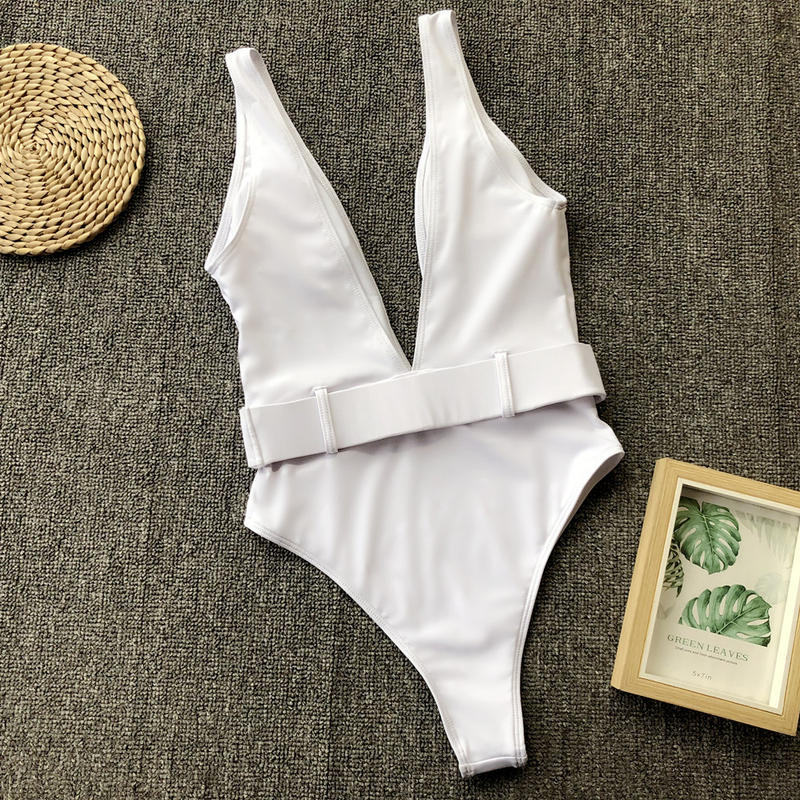 Traje de baño de una pieza para mujer, bikini de una pieza con hebilla y cinturón con estampado de leopardo_voghion.com