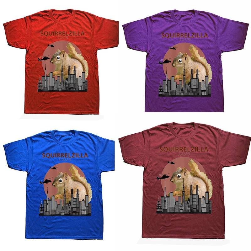 Squirrelzilla Lustiges Eichhörnchen-Liebhaber-T-Shirt Sommer Grafik Baumwolle Streetwear Kurzarm Geburtstagsgeschenke T-Shirt Herren_voghion.com