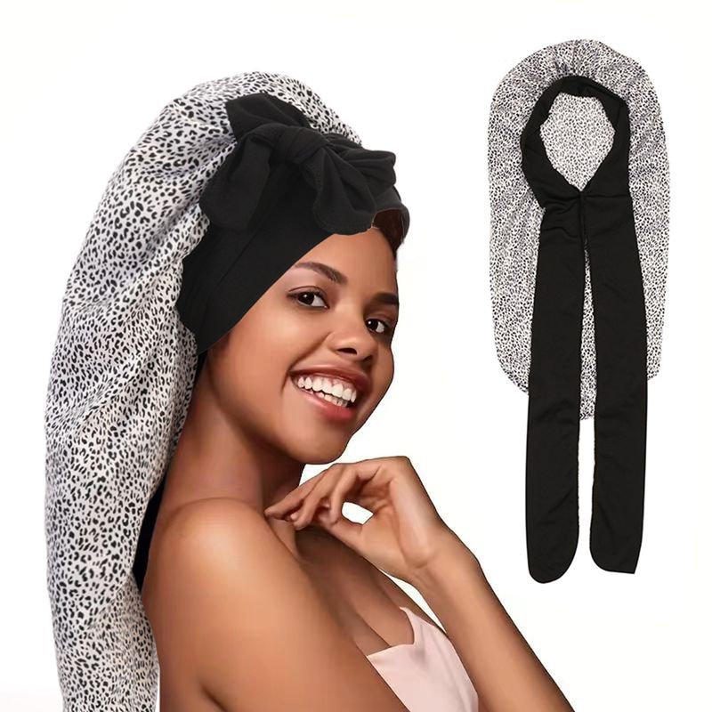 Cuffia da uomo con stampa leopardata multicolore, a righe larghe, a tesa larga, elastica, per salone di bellezza, per la cura dei capelli, con chignon elastico, berretto indiano_voghion.com