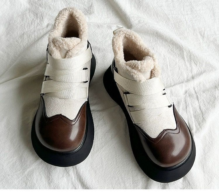 2023 Thick soled elevation matching color warm snow boots and thick female Martin boots non-slip ankle boots Platform snow boots_voghion.com