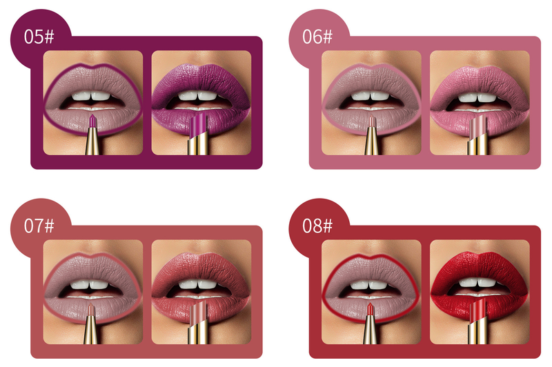 Rossetto a doppia estremità Penna per matita per labbra con resa cromatica Rossetto a tubo sottile 2 in 1, matita per labbra_voghion.com