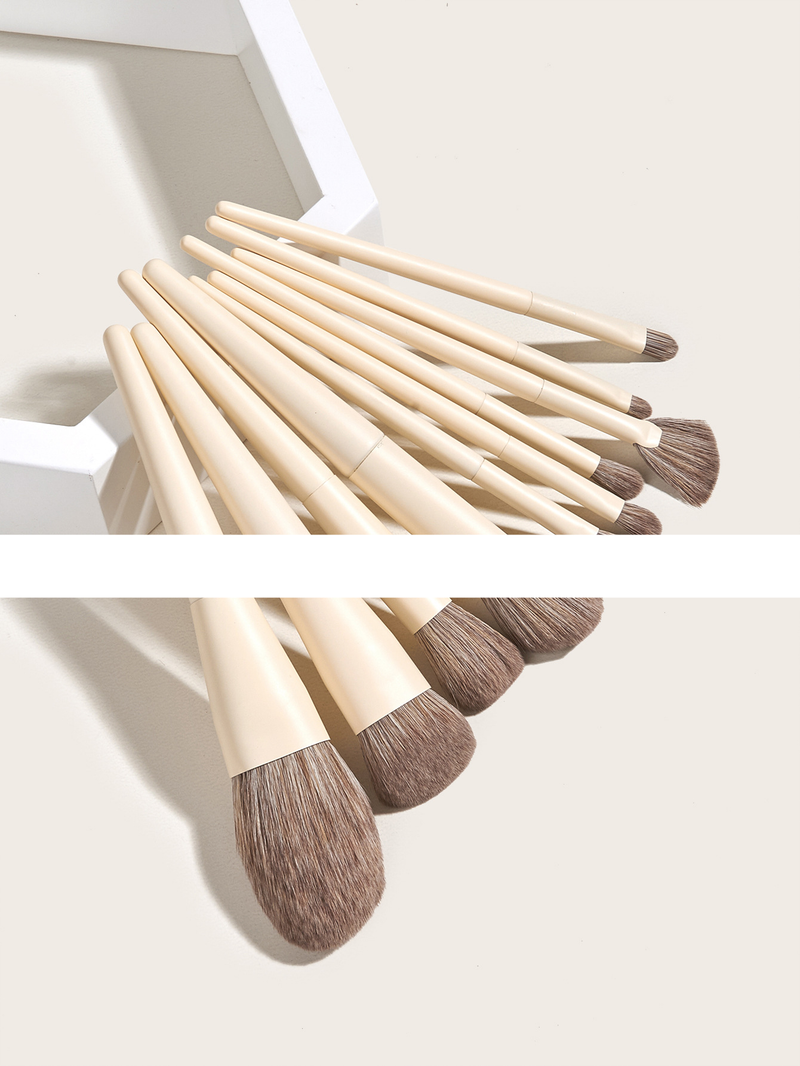 Set mit 10 Make-up-Pinseln, gelb, Lidschattenpinsel, Puderpinsel, kleiner Fächerpinsel, Beauty-Tools GUJHUI_voghion.com