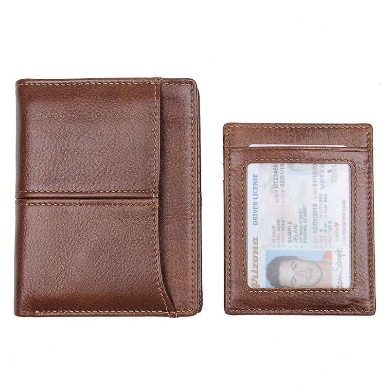 Portafoglio corto in pelle bovina con protezione RFID da uomo alla moda_voghion.com