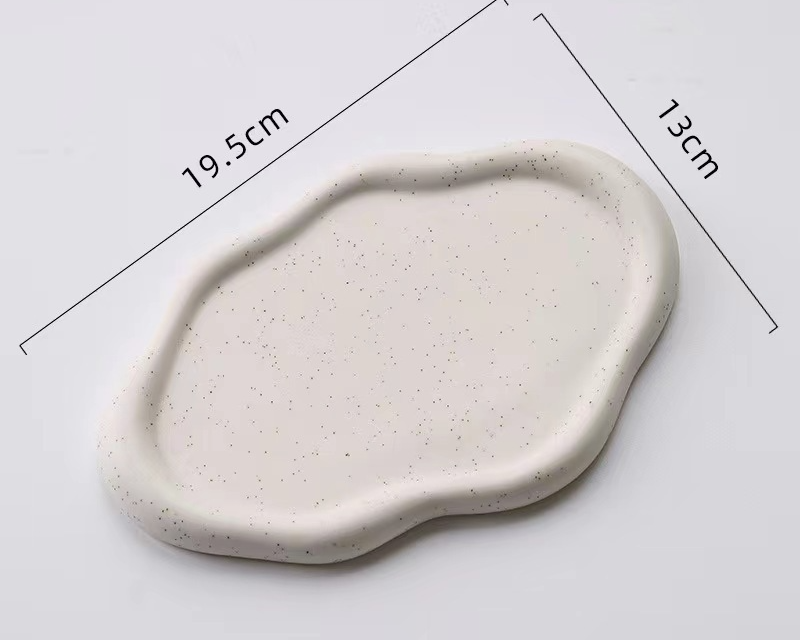 Plateau en céramique irrégulier – Plateau d'aromathérapie de luxe en argent galvanisé pour présentation de bijoux, décoration d'entrée et service de fruits/desserts_voghion.com