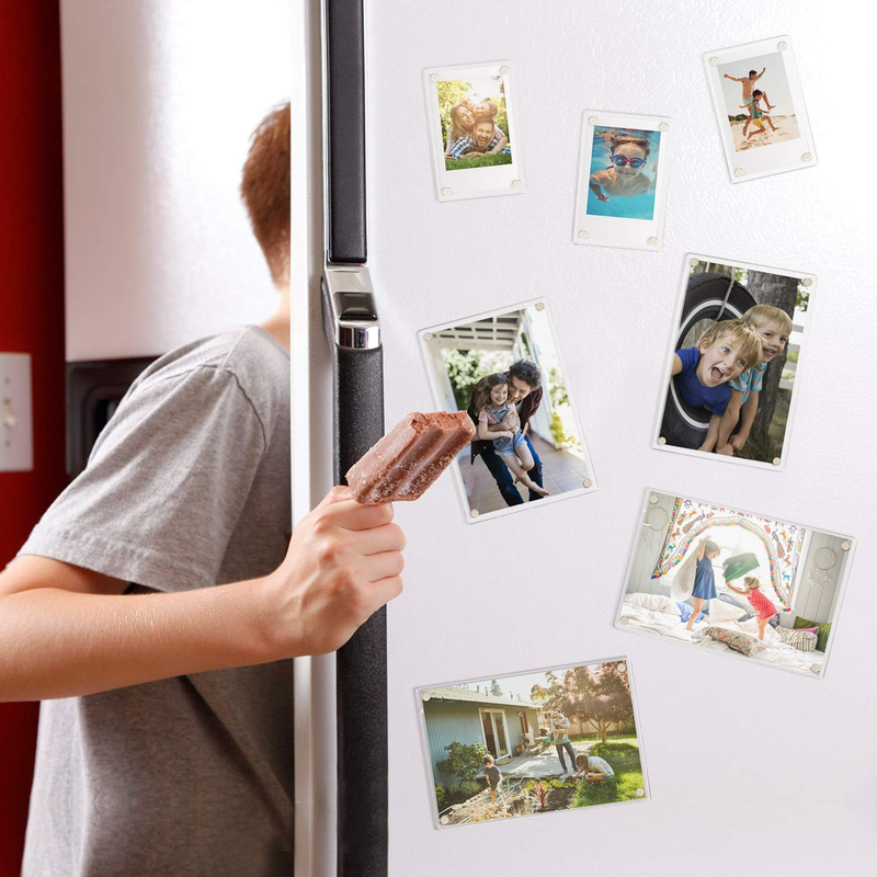 Acrylic Fridge Magnetic Frame, Double Sided Photo Refrigerator Magnet Picture Frame For Fujifilm Instax Mini, 2.36 X 3.54 Inch,_voghion.com