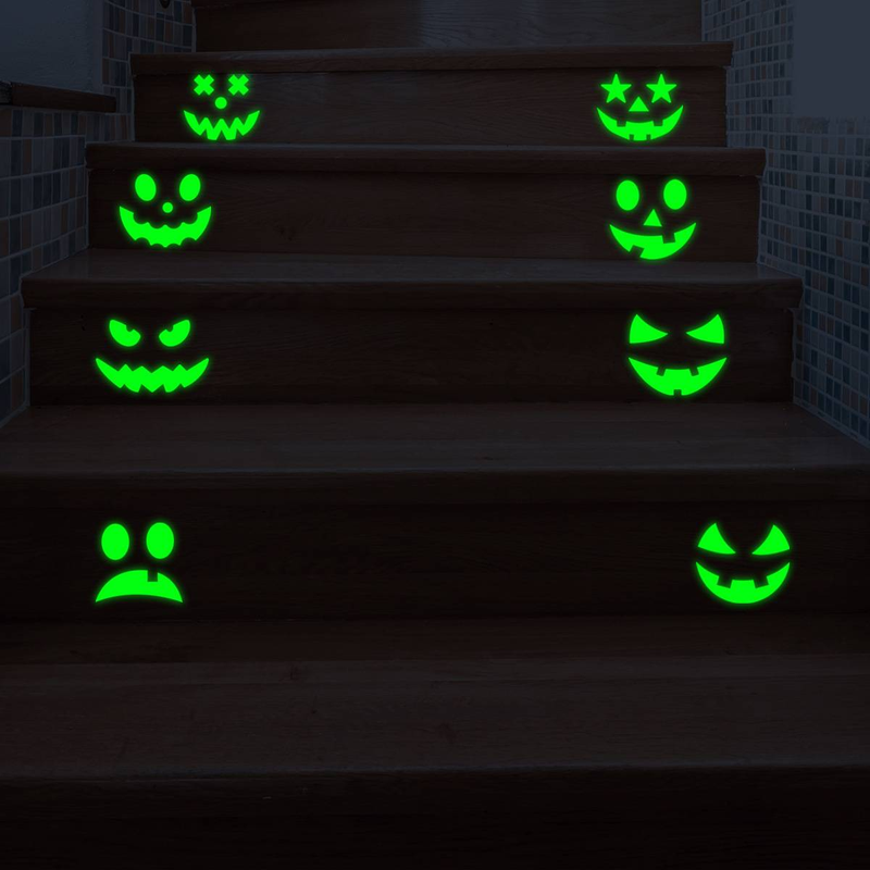 Adesivi murali di Halloween che si illuminano al buio - Decalcomanie autoadesive per camera da letto, soggiorno e decorazioni per feste (stile minimalista moderno, materiale in PVC)_voghion.com