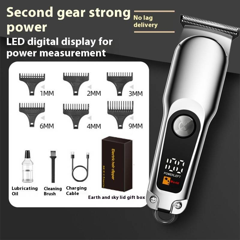 Cortapelos profesional para hombres: recortadora eléctrica recargable con pantalla digital, cuchilla de acero inoxidable, peine guía ajustable y motor silencioso._voghion.com