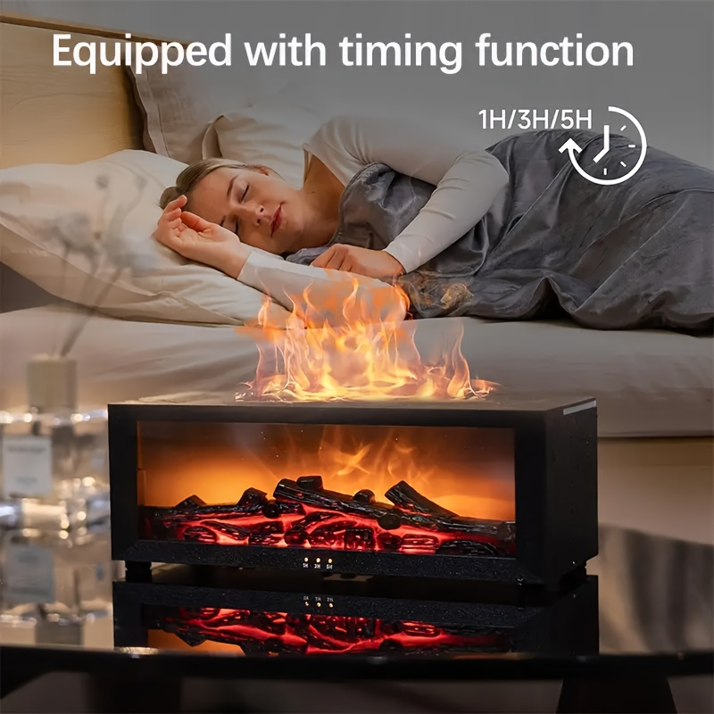 Flame Fireplace Diffuser/Simulated Flame Aromatherapy Dispenser With Long-Lasting Fragrance/Home Heater With Colorful Lights And Timer Function_voghion.com