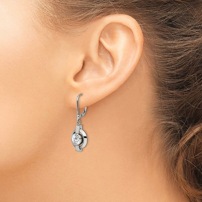 Chisel Titanium Polished CZ Leverback Earrings_voghion.com