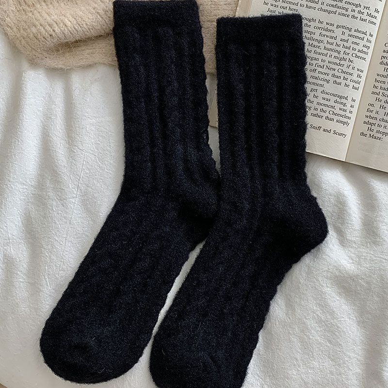 Nya vinterstrumpor i australiensisk sammet, mittstuva, tjocka och varma, golvstrumpor för dam, Maillard-färgade luggstrumpor, handduksstrumpor_voghion.com
