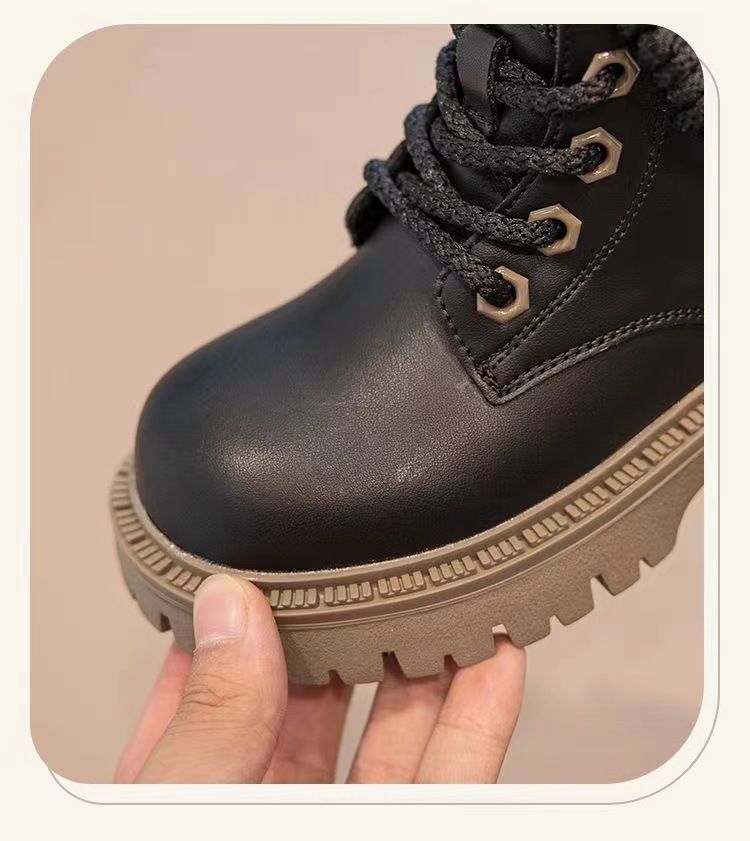 Martin Spring and 2024 New Edition Boys' Short Girls' Big Autumn Leather Boots Children's Shoes_voghion.com