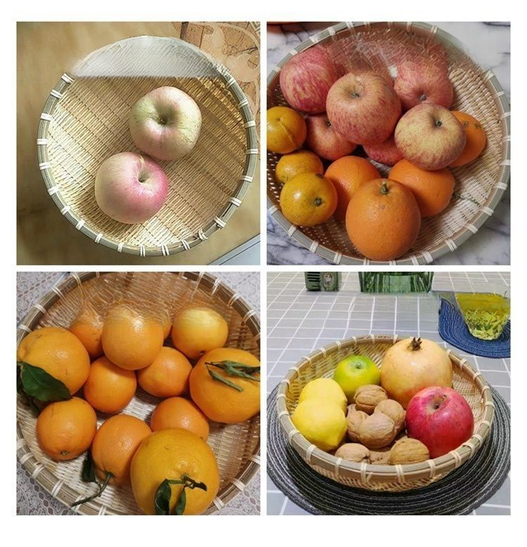 Rund gewebt für gedämpfte Brötchen, großes Sieb, Sieb, zum Waschen von Bambusprodukten, zum Abtropfen von Gemüse, zur Aufbewahrung in der Küche_voghion.com