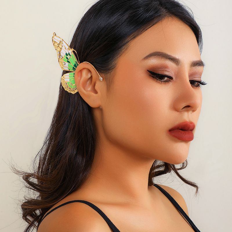 Gancio per elfo con gancio senza foro per orecchini a farfalla con ali di strass da donna, piccolo fermaglio per orecchio_voghion.com