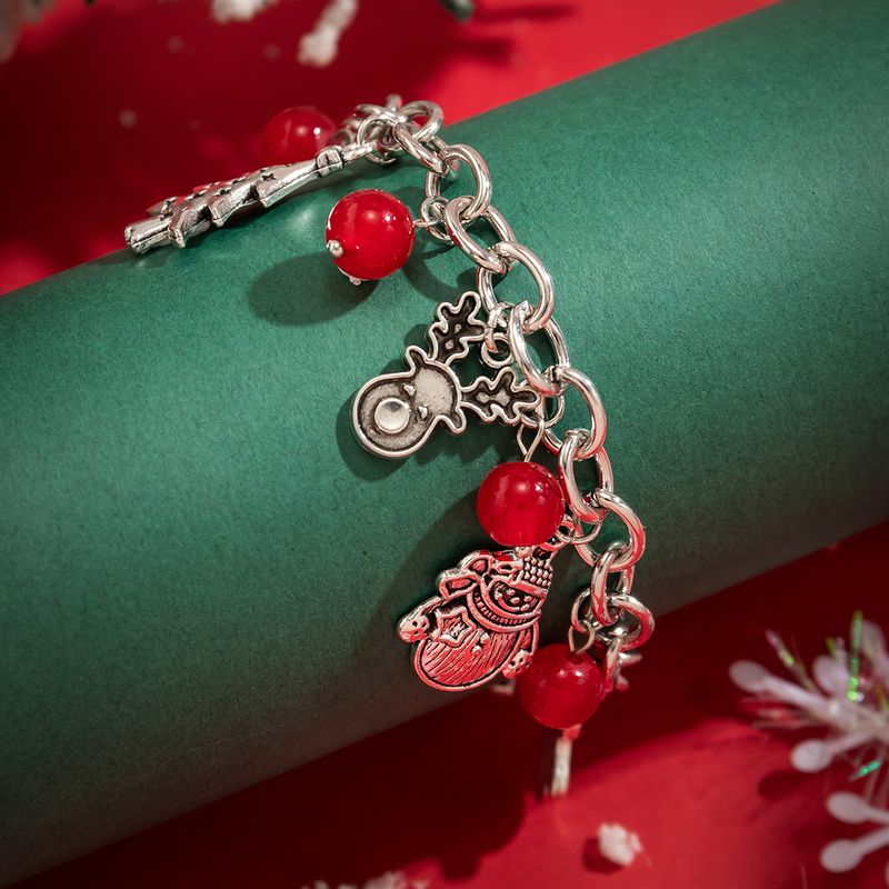 Coffret cadeau de sapin de Noël créatif et diversifié, collier pendentif cloche Collier de perles rondes rouges à la mode_voghion.com