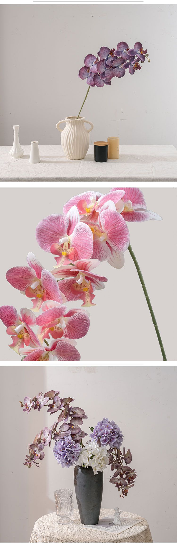 Artificial & Dried Flowers Green Plant Milk Candy Nine Head Hand Feel Moisturizing Phalaenopsis Artificial Flower Flower Wedding Decorations_voghion.com