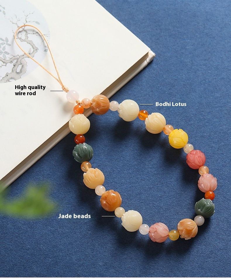 Bodhi Geldblumenkette für Frauen, exquisites und süßes Anti-Verlust-Pedant für das Handgelenk, Seil zum Aufhängen von Telefonhüllen, kleines Pedant für_voghion.com