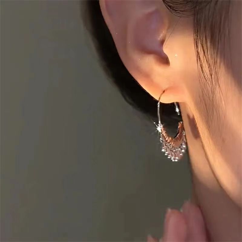 Orecchini da donna Cerchio goccia d'acqua nappa gancio per l'orecchio orecchini temperamento design di nicchia orecchini di moda di fascia alta 2023 nuovo stile caldo_voghion.com