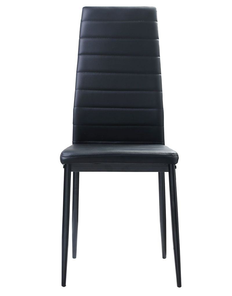 Modern Black Metal Side Chairs Set Of 2 With Leather Upholstery For Dining Room_voghion.com