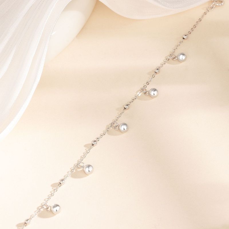 Cavigliera da donna in argento puro, ciondolo liscio e semplice alla moda, perlina rotonda, gioiello da spiaggia per i piedi, regalo estivo per la migliore amica_voghion.com