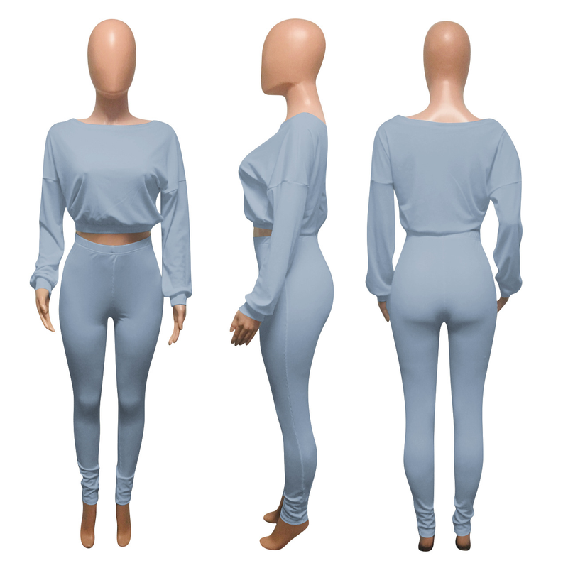 Women's ribbed athleisure suit_voghion.com