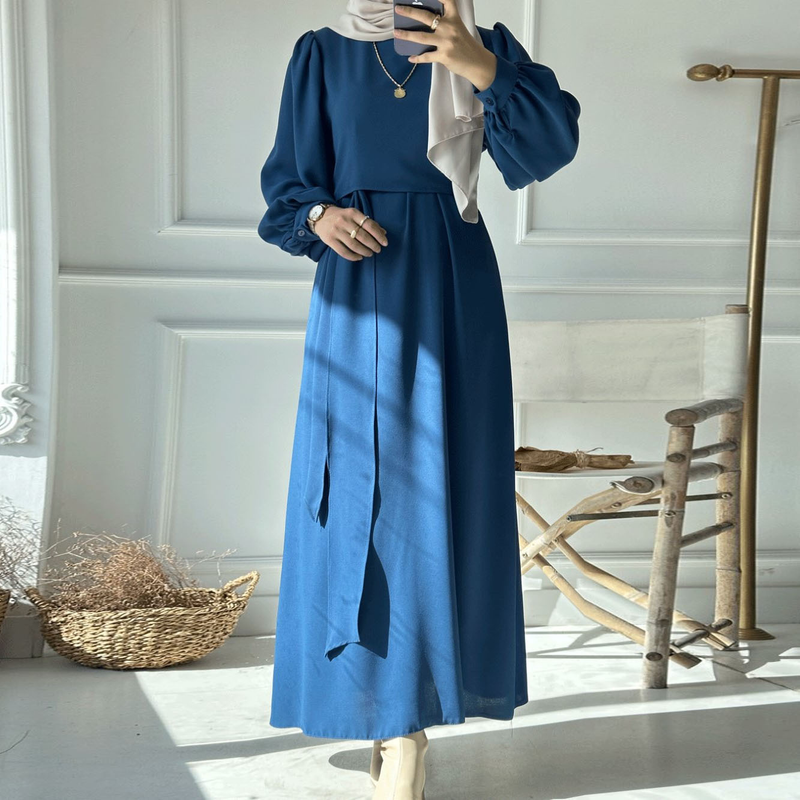 Vêtements pour femmes, nouveaux ensembles de jupes et hauts à manches longues de couleur unie pour musulmanes, printemps_voghion.com