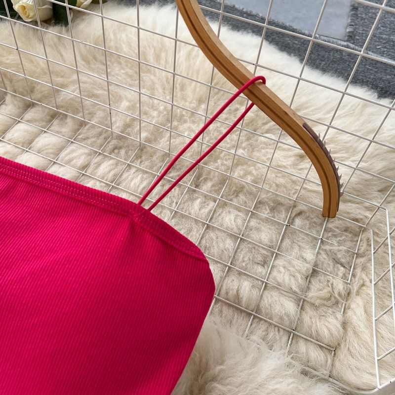 Women’s Clothing Hottie Set Female Temperament Tube Top Suspenders Short Knitted Top Printed High Waist Wide Leg Trousers Two Piece Set_voghion.com