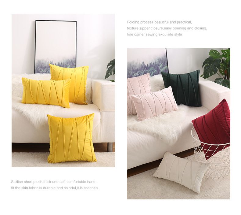 Samt-Kissenbezug mit Einsatz - Nordisches minimalistisches Einfarbiges Kissen für Sofa, Büro, Wohndekor_voghion.com