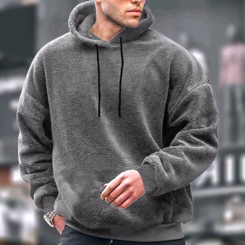 Conjunto de sudadera y jogger de polar extragrande para hombre: ropa de estar por casa acogedora para el invierno (tallas S-2XL, 260 g/m², manga raglán, gris, negro y camel)_voghion.com