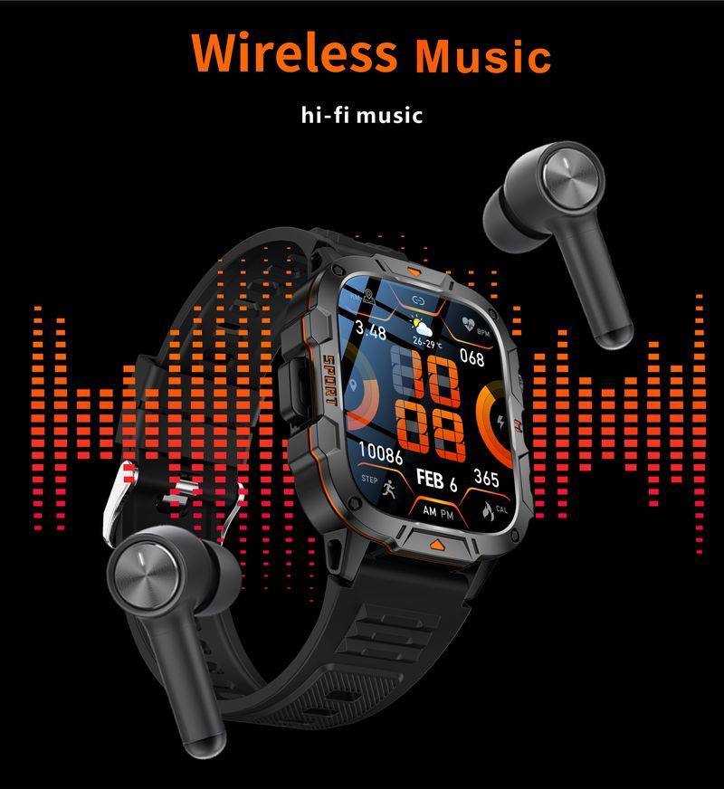 2025 New 1.96" HD Screen Smart W With LED UV Flashlight 420mAh Large Battery Men’s Wes Health Monitor Men_voghion.com