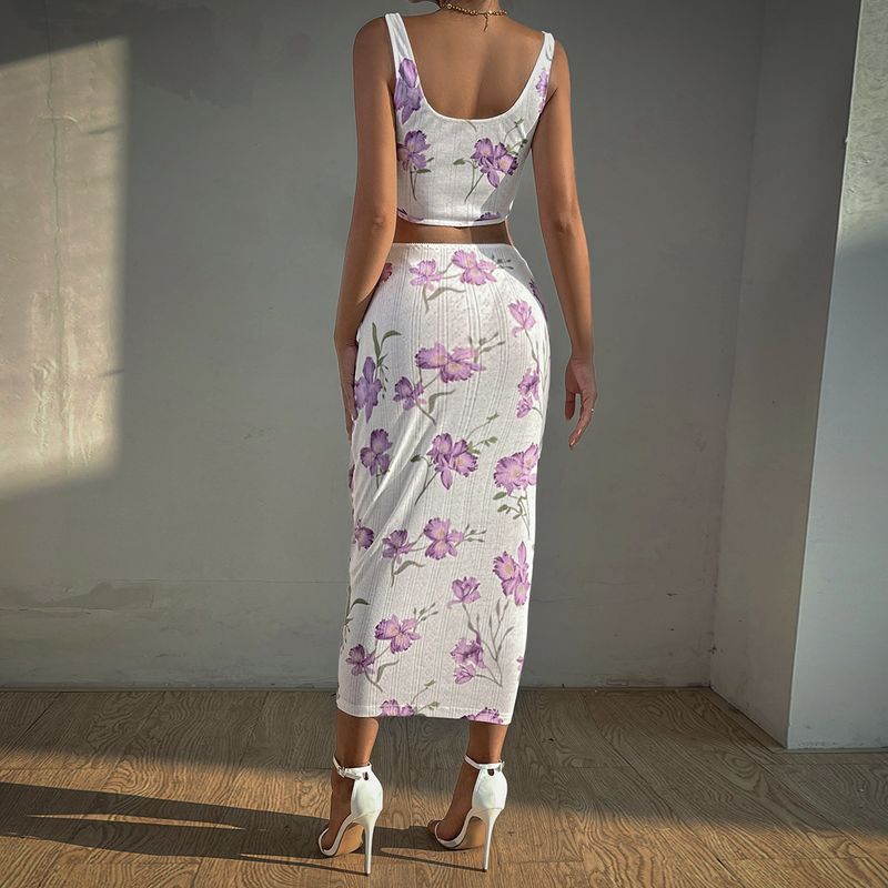 Set gonna da donna sexy con canotta stampata piccola canotta slim fit avvolgente_voghion.com