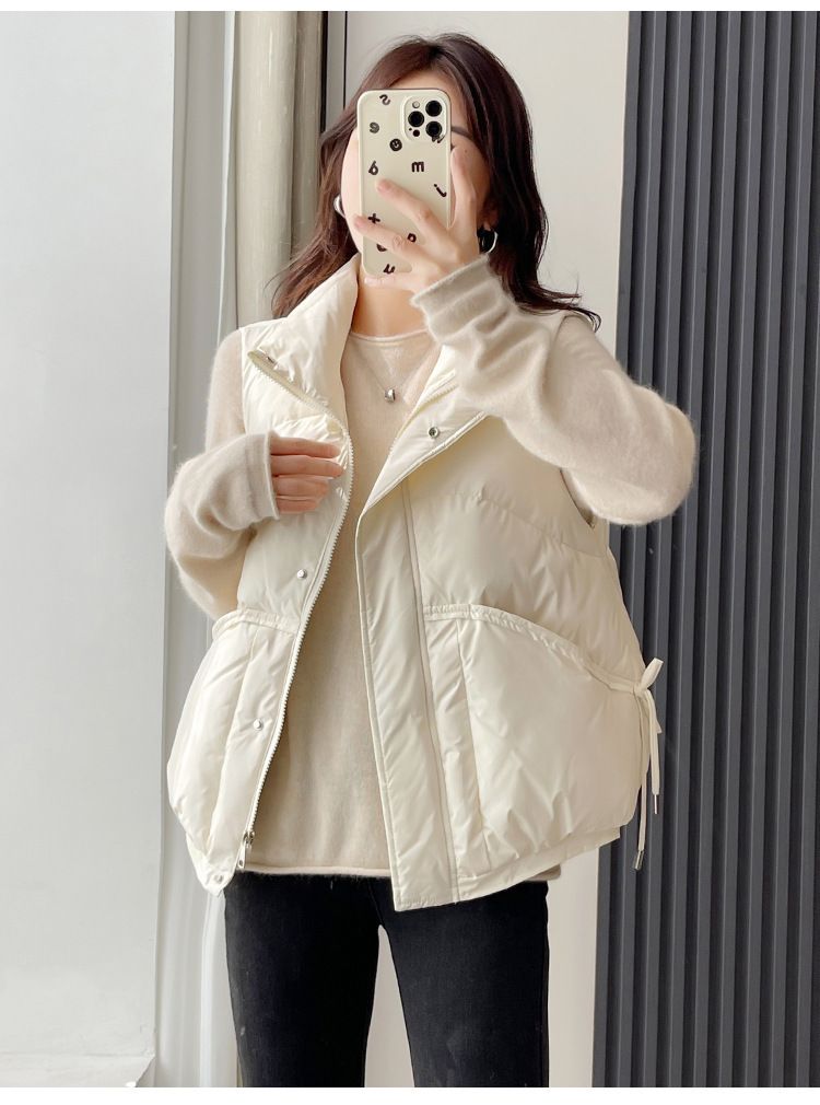 Gilet matelassé pour femme – Motif 3D et col montant zippé (Indispensable pour superposer les vêtements d'hiver légers)_voghion.com